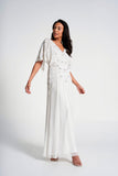 Luella White Embellished Cape Sleeve Maxi Dress