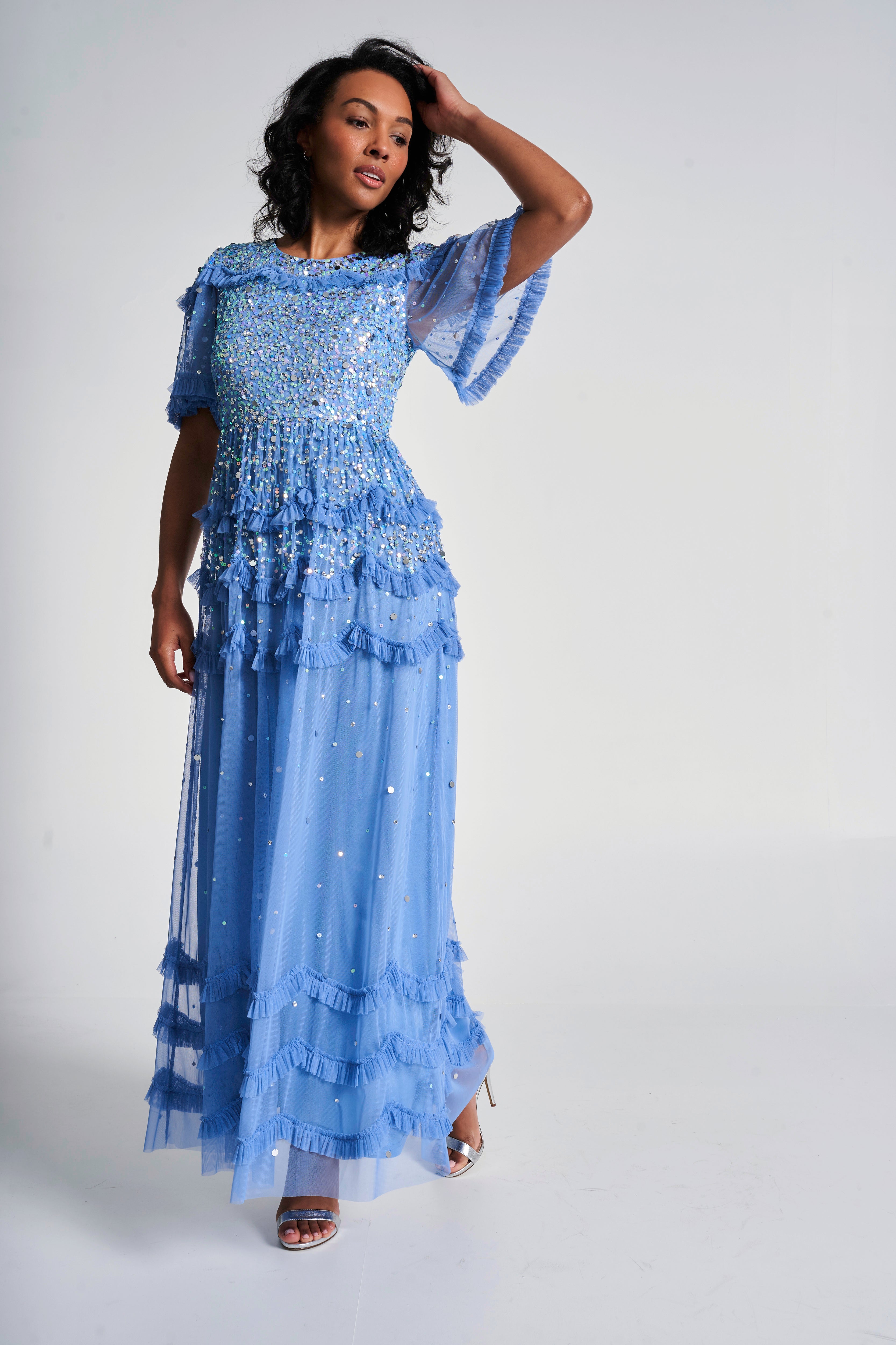 Lydia Sequin Maxi Dress - Powder Blue