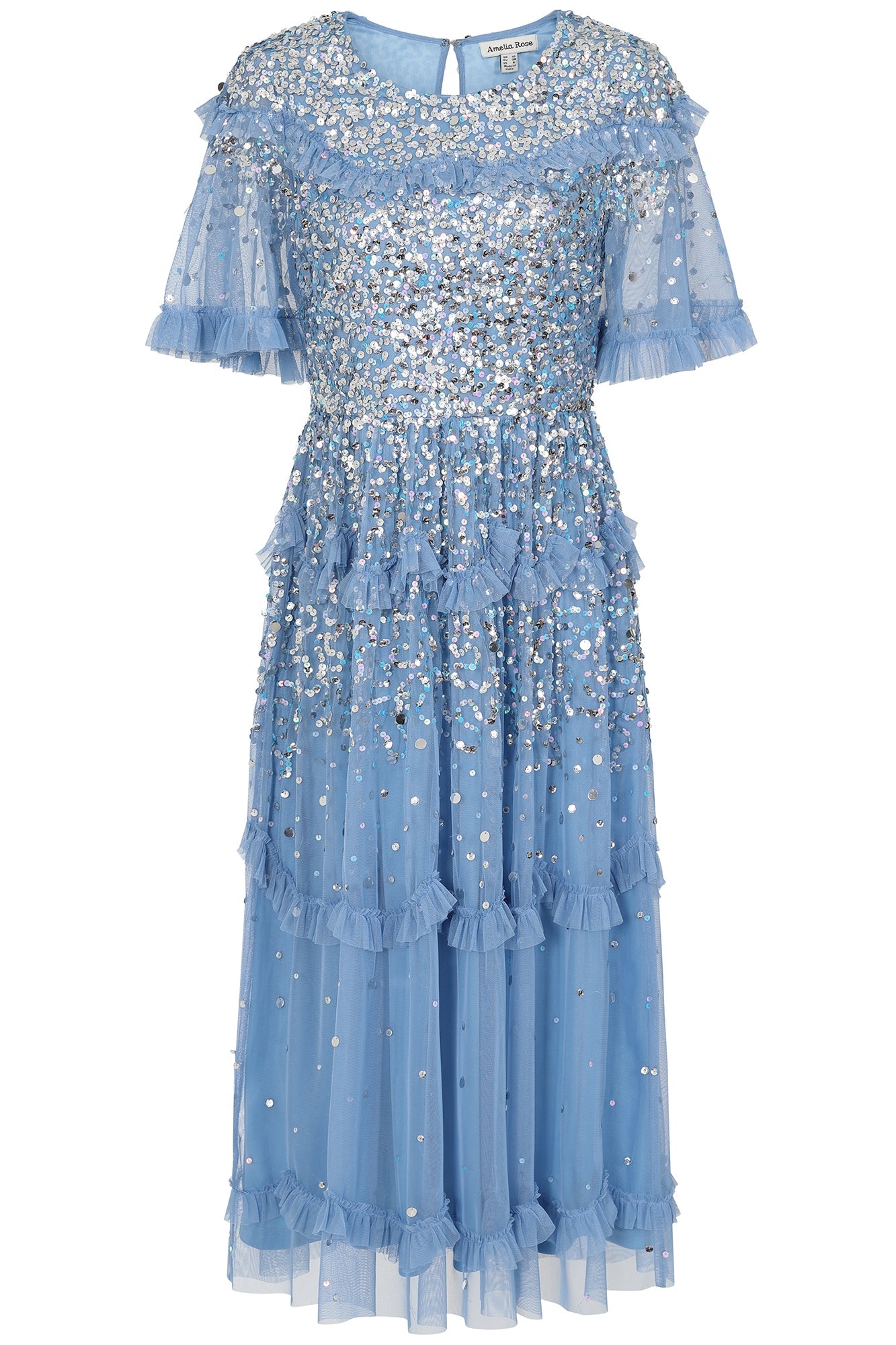 Lynne Sequin Midi Dress - Powder Blue