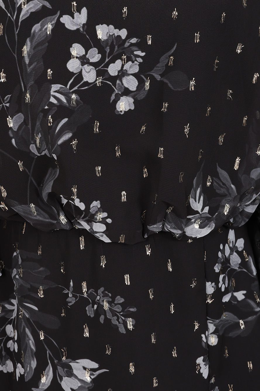 Lyra Black Floral Print Midaxi Dress