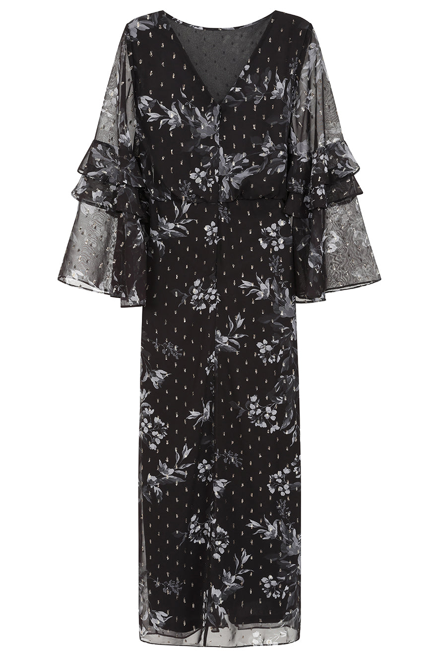 Lyra Black Floral Print Midaxi Dress