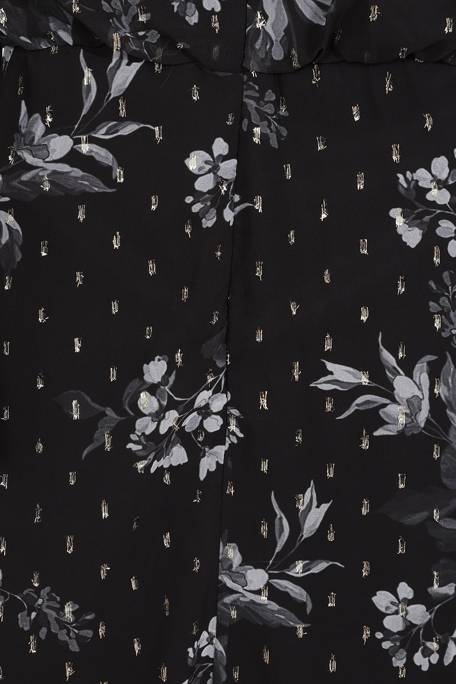 Lyra Black Floral Print Midaxi Dress