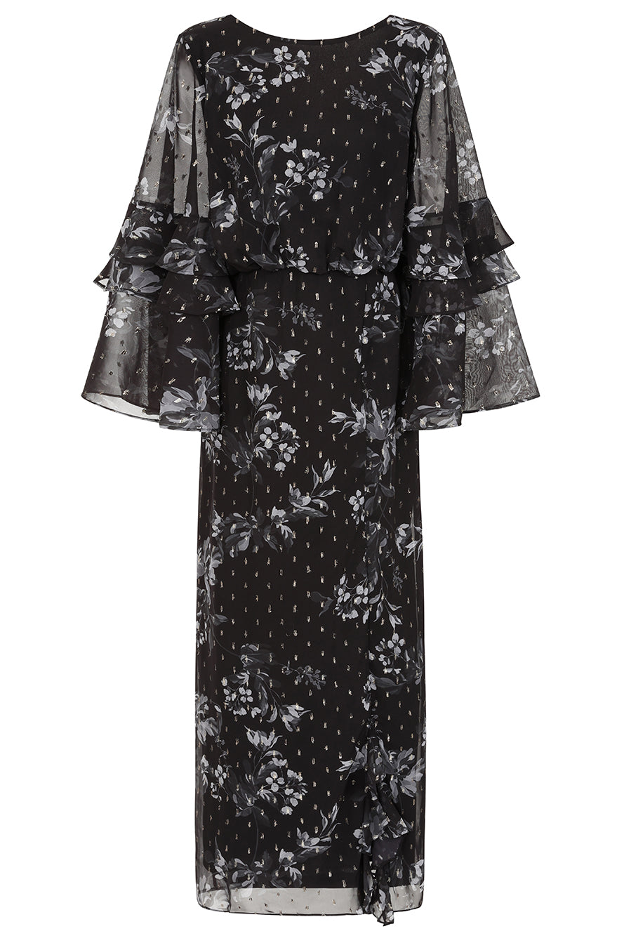 Lyra Black Floral Print Midaxi Dress