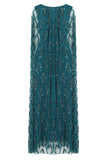 Mae Deep Teal Embellished Cape Sleeve Maxi Dress