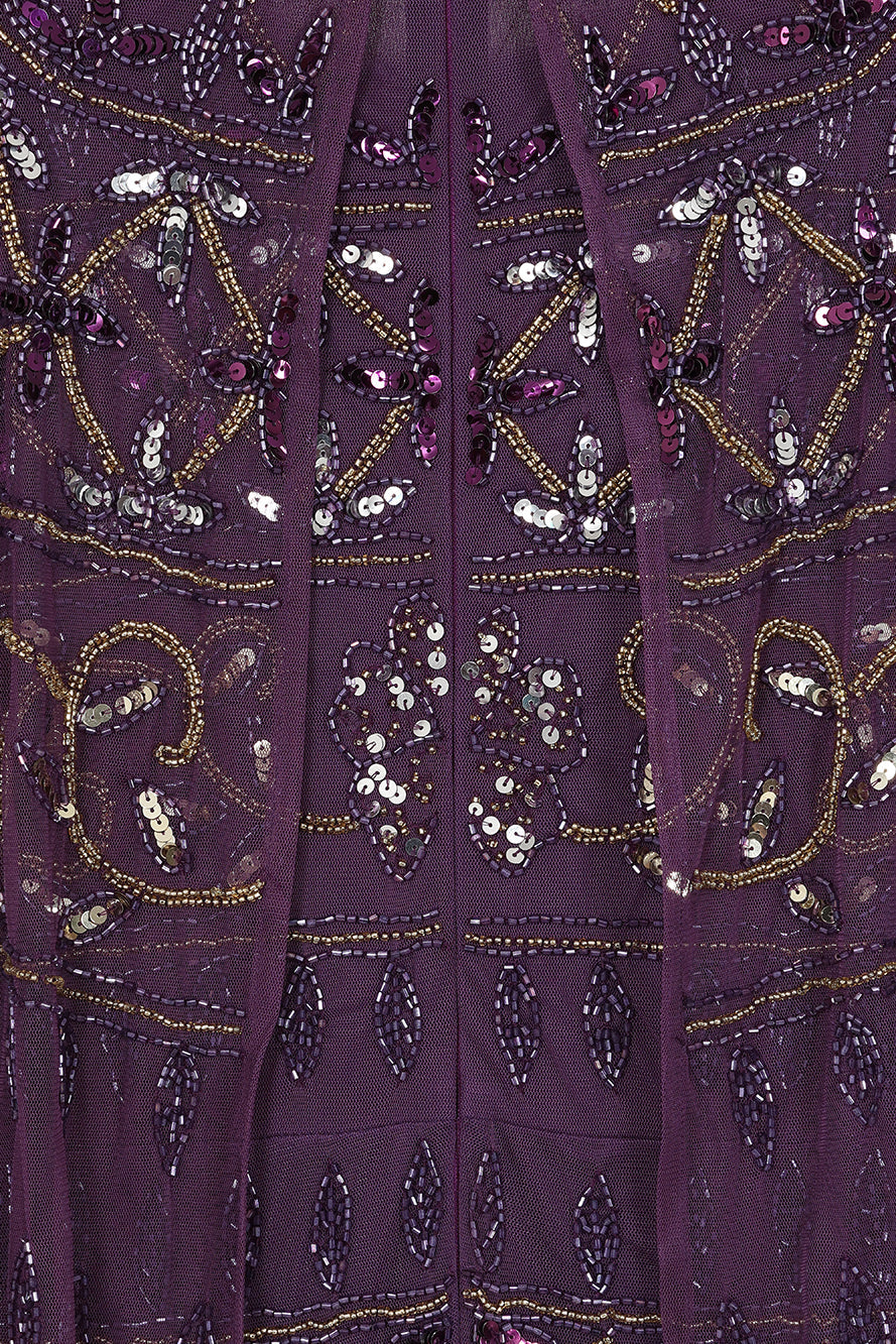 Mahonia Purple Embellished Cape Sleeve Midaxi Dress