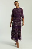 Mahonia Purple Embellished Cape Sleeve Midaxi Dress
