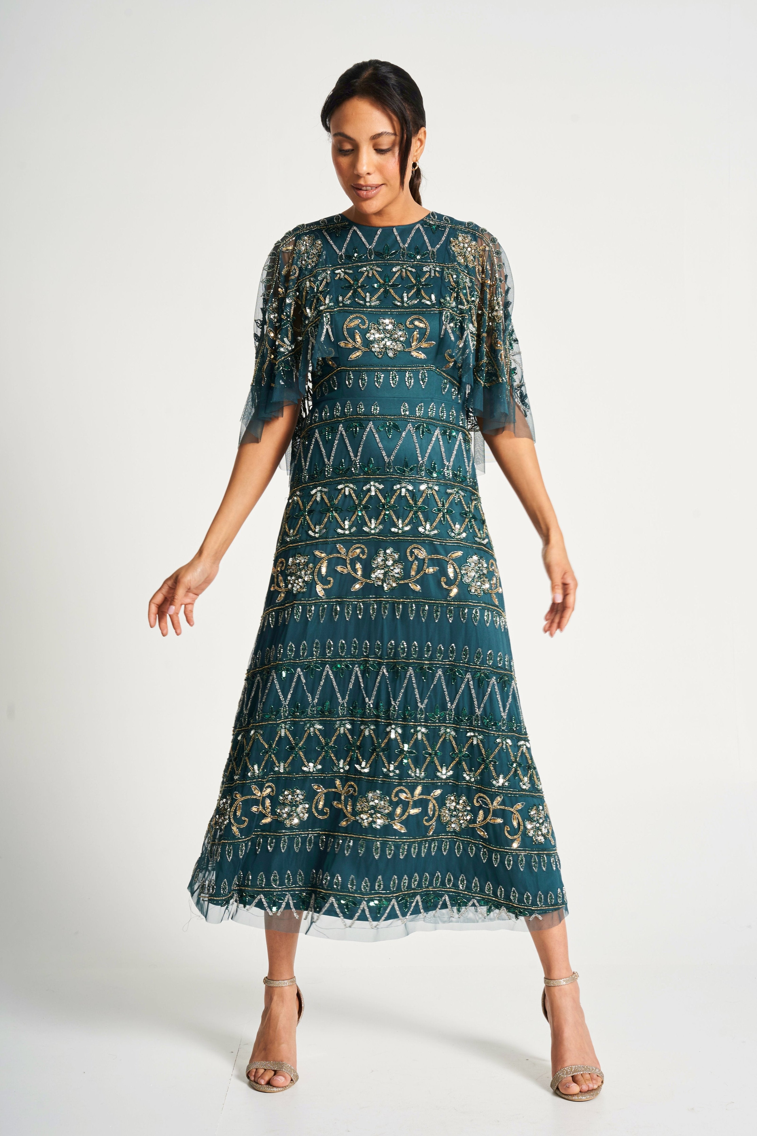 Mahonia Green Embellished Midaxi Dress