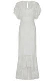 Marguerite White Lace Dip Hem Midaxi Dress