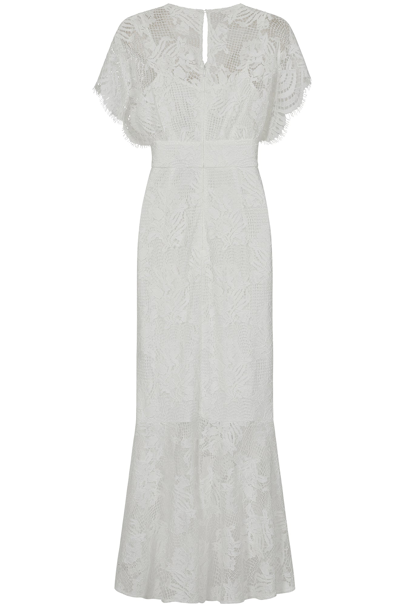 Marguerite White Lace Dip Hem Midaxi Dress