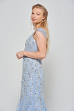 Maria Embellished Maxi Dress in Blue