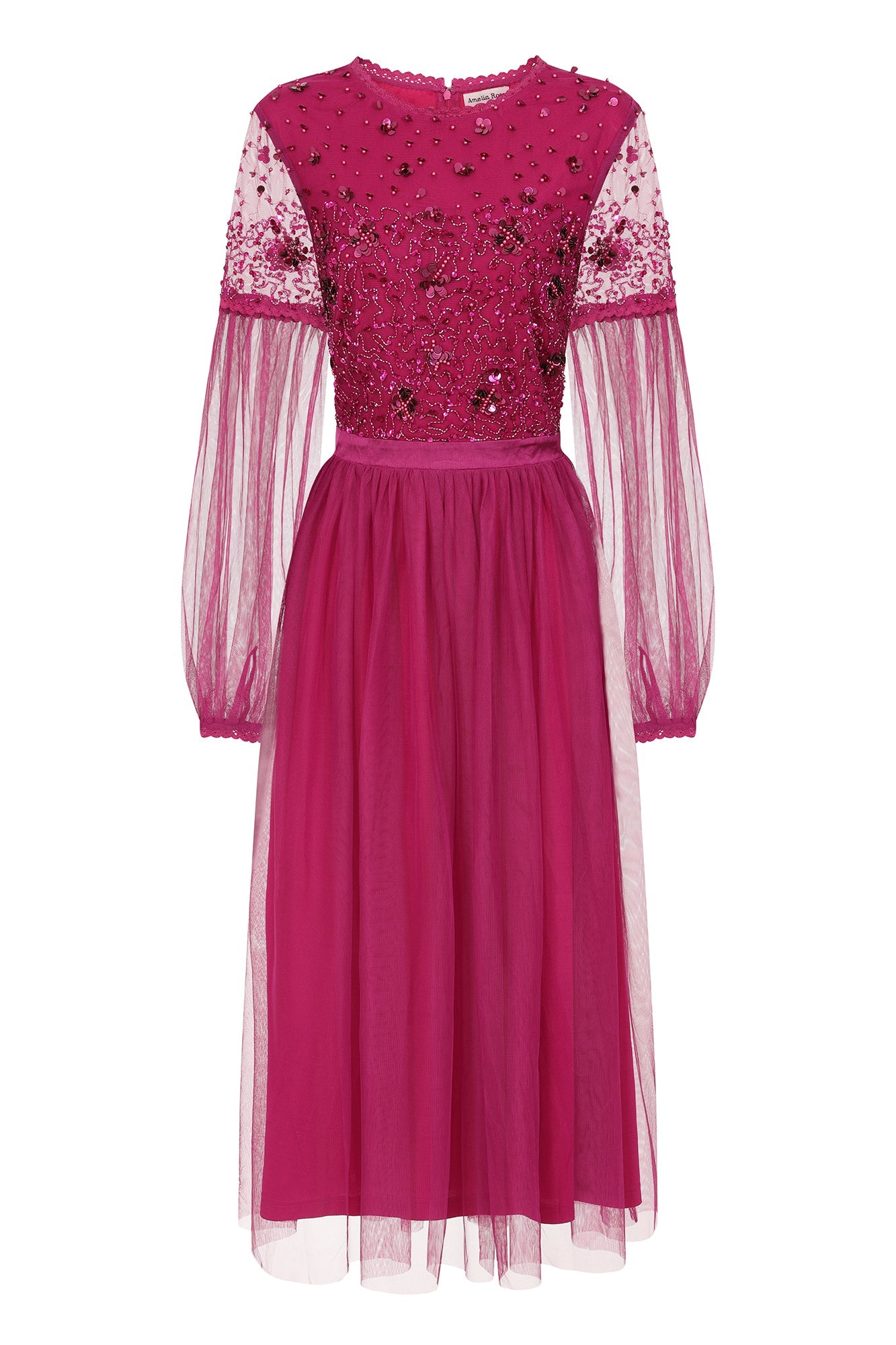 Martha Magenta Embellished Midi Dress