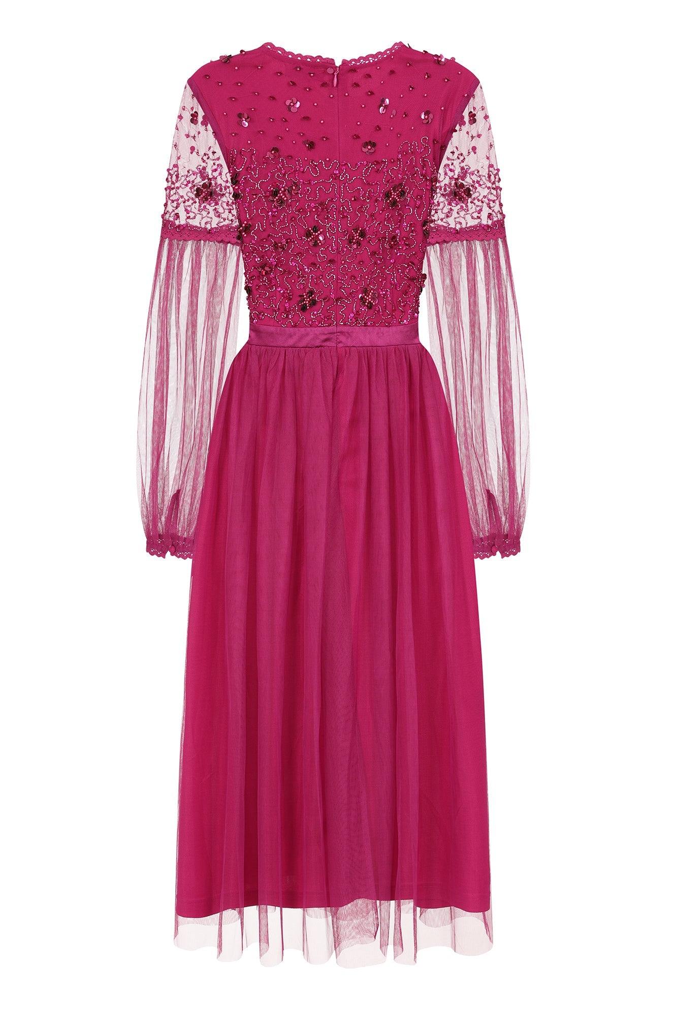 Martha Magenta Embellished Midi Dress