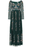 Martina Green Floral Embellished Maxi Dress