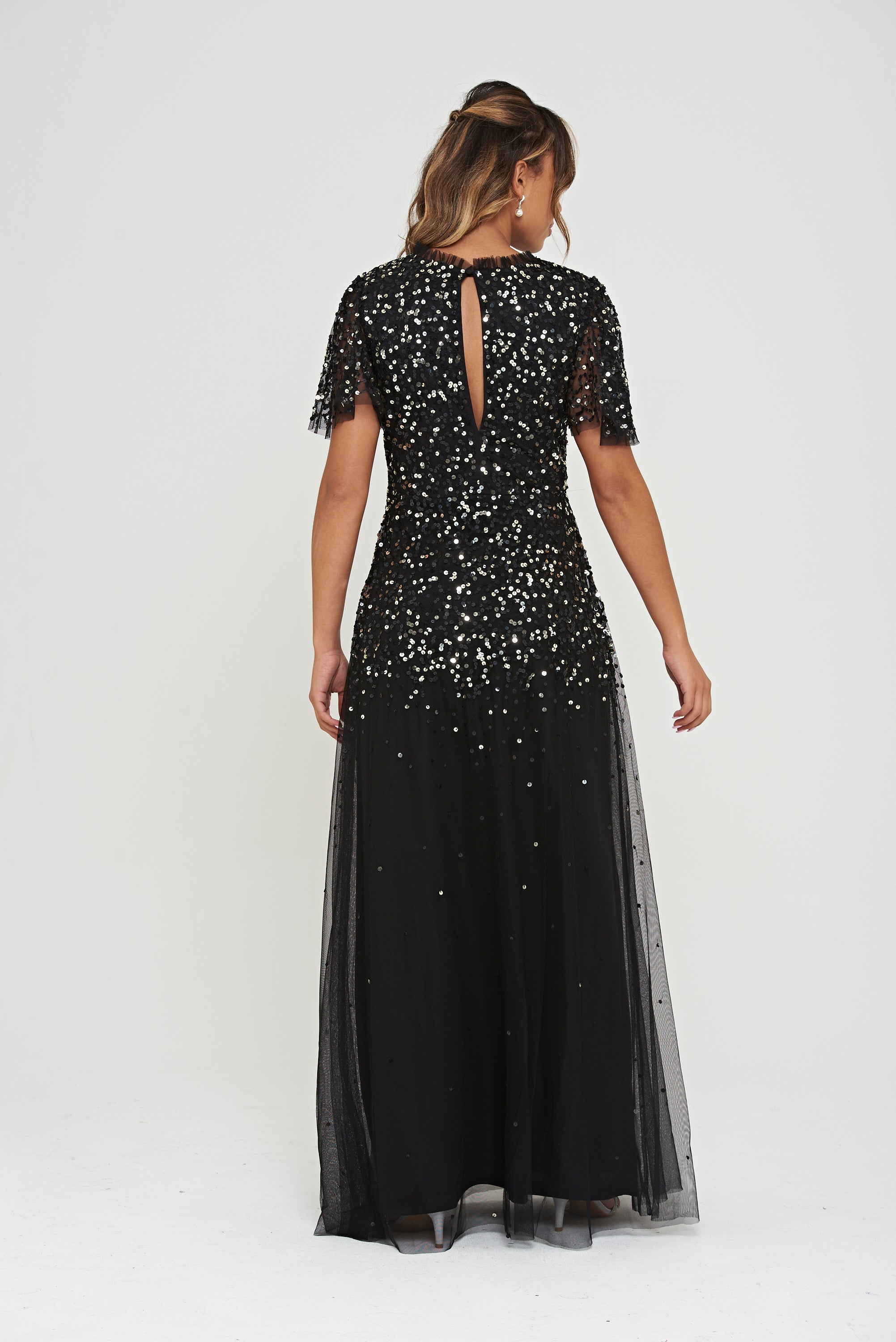 Matilda Sequin Maxi Dress in Black