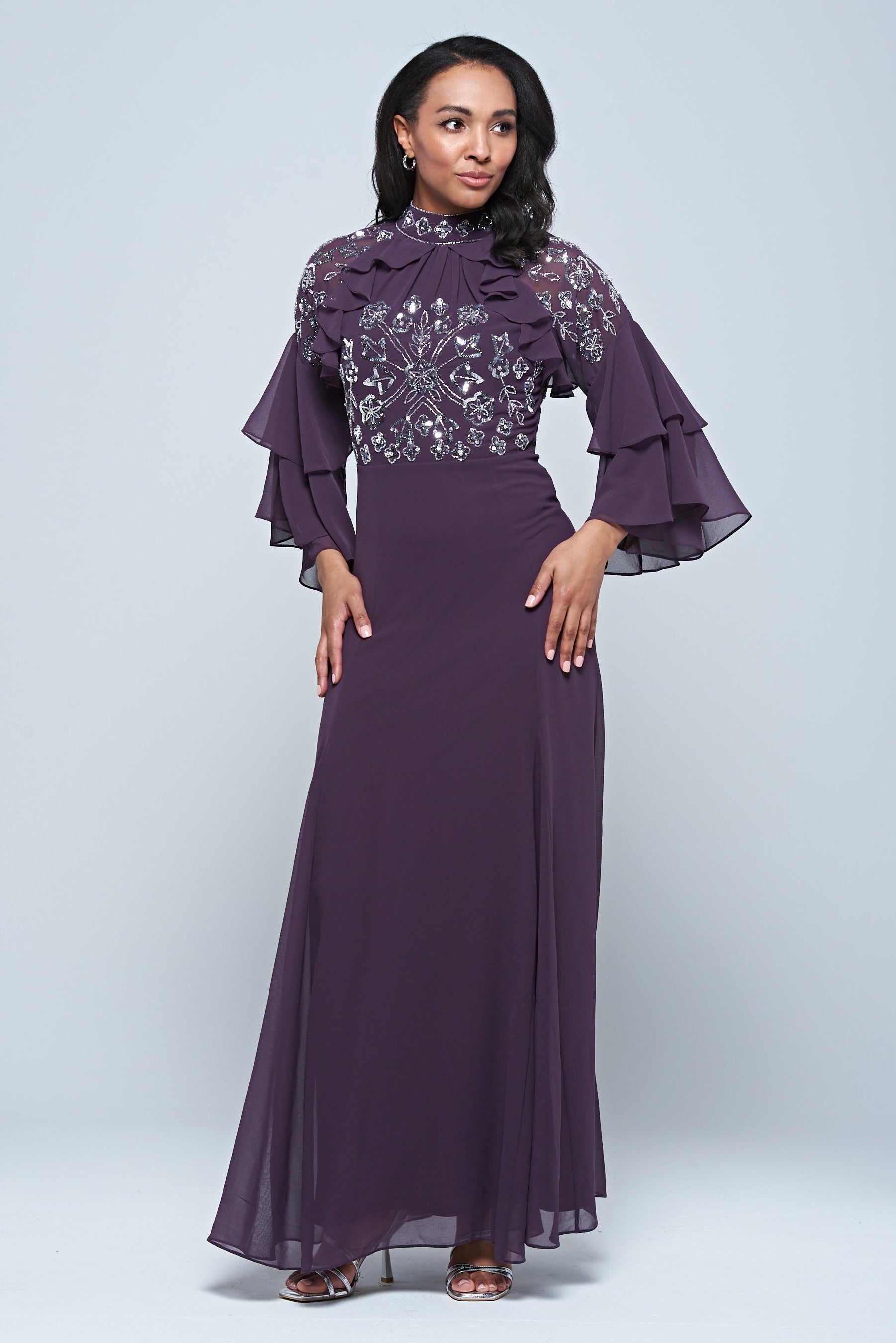 Maura Purple Embellished Maxi Dress