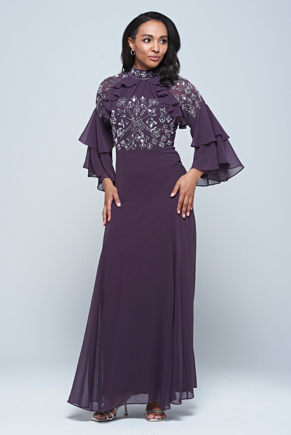 Maura Purple Embellished Maxi Dress
