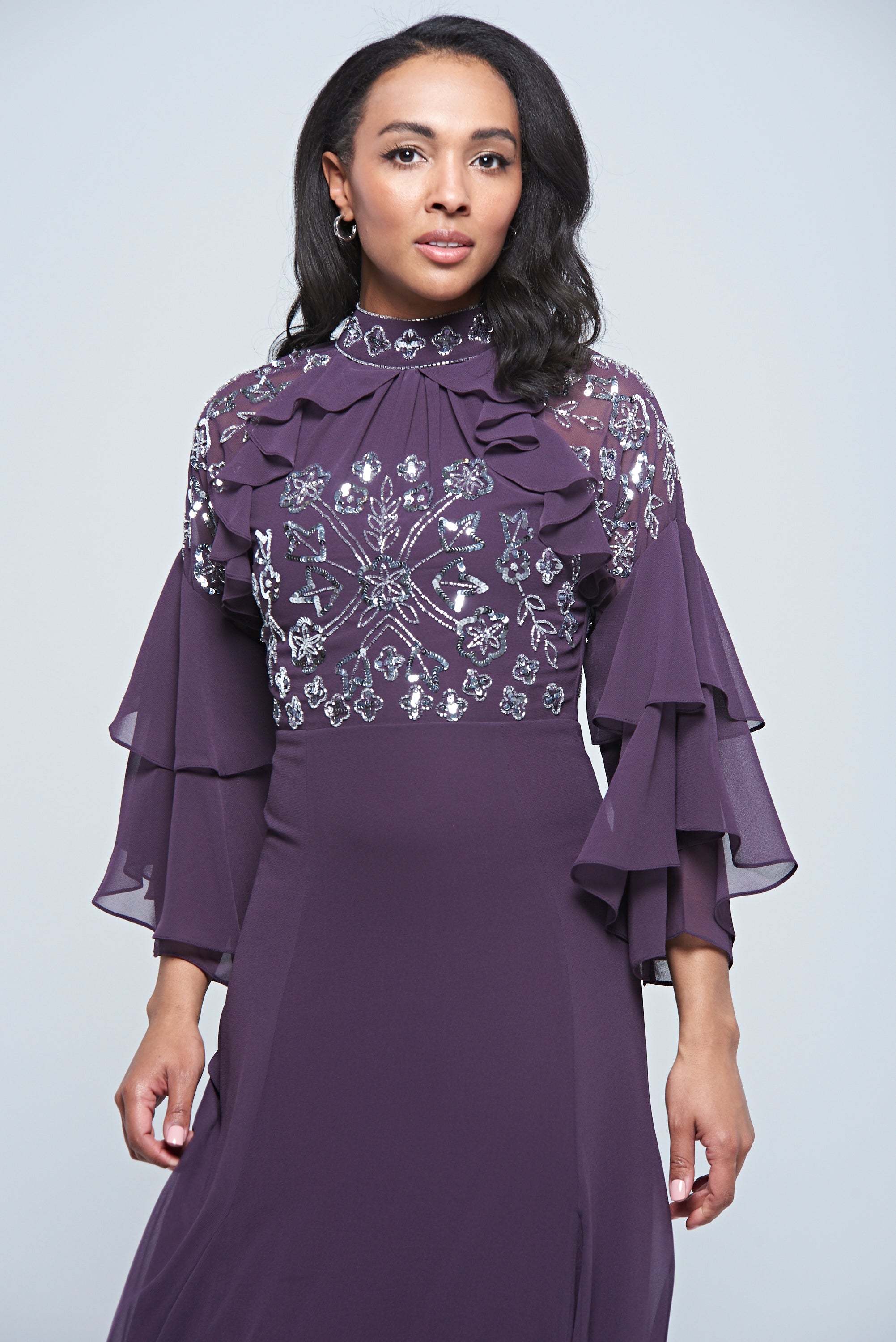 Maura Purple Embellished Maxi Dress