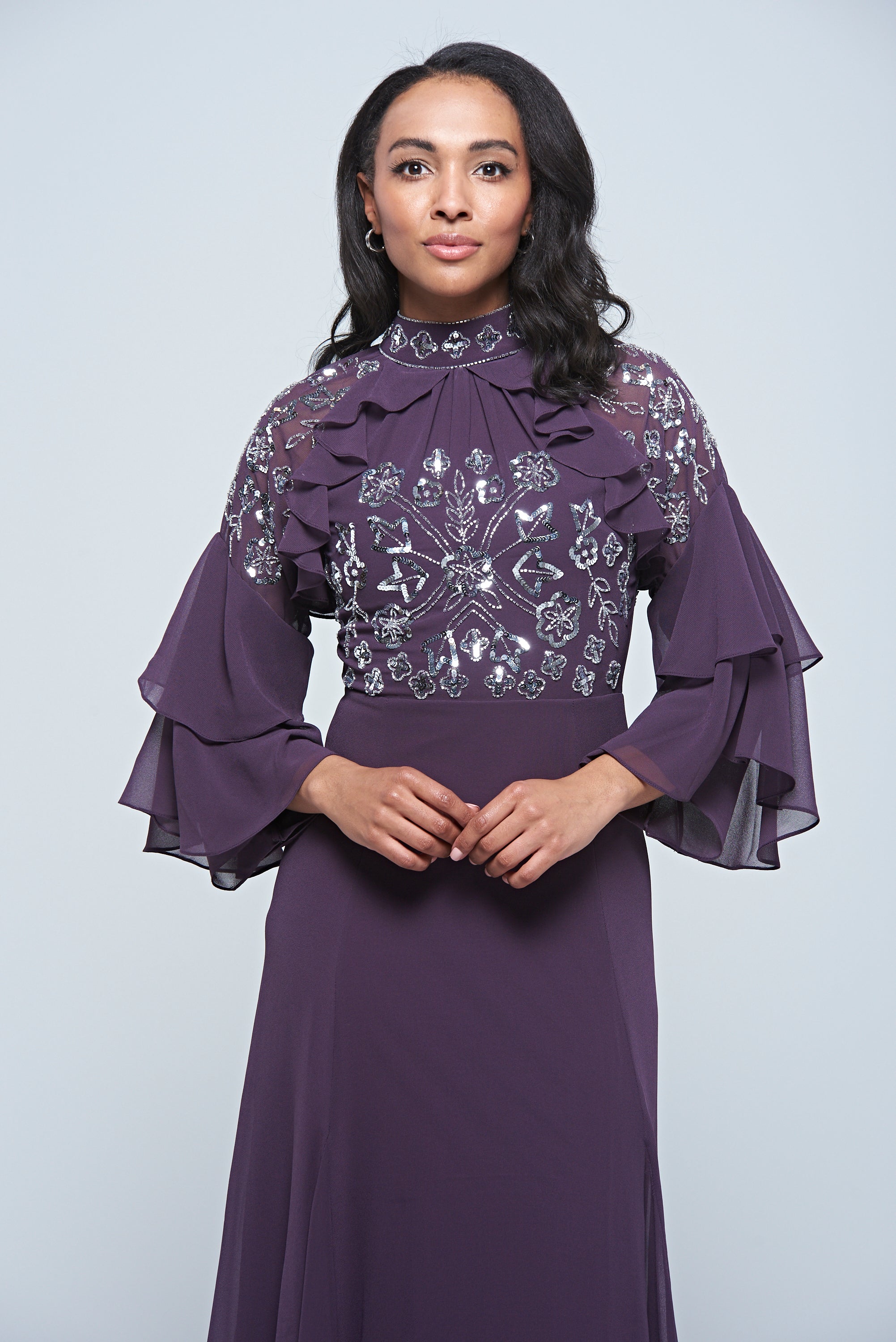 Maura Purple Embellished Maxi Dress