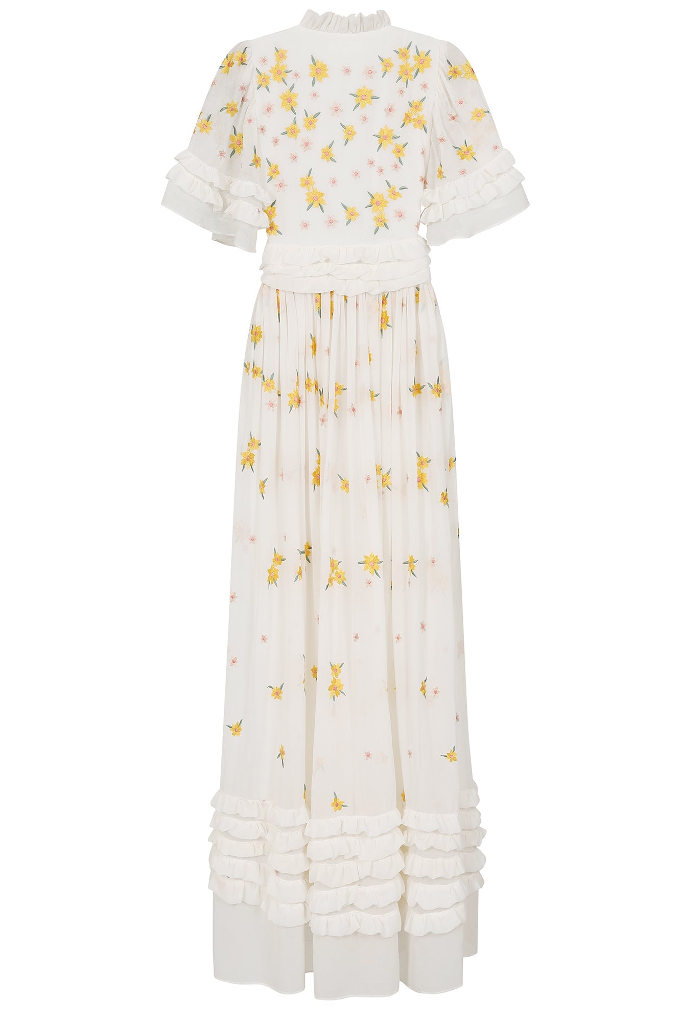 Mavis White Maxi Dress with Yellow Flowers