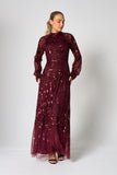 Maxine Burgundy Embellished Maxi Dress