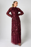 Maxine Burgundy Embellished Maxi Dress