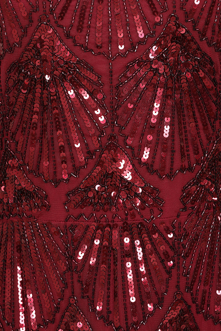Maxine Burgundy Embellished Maxi Dress