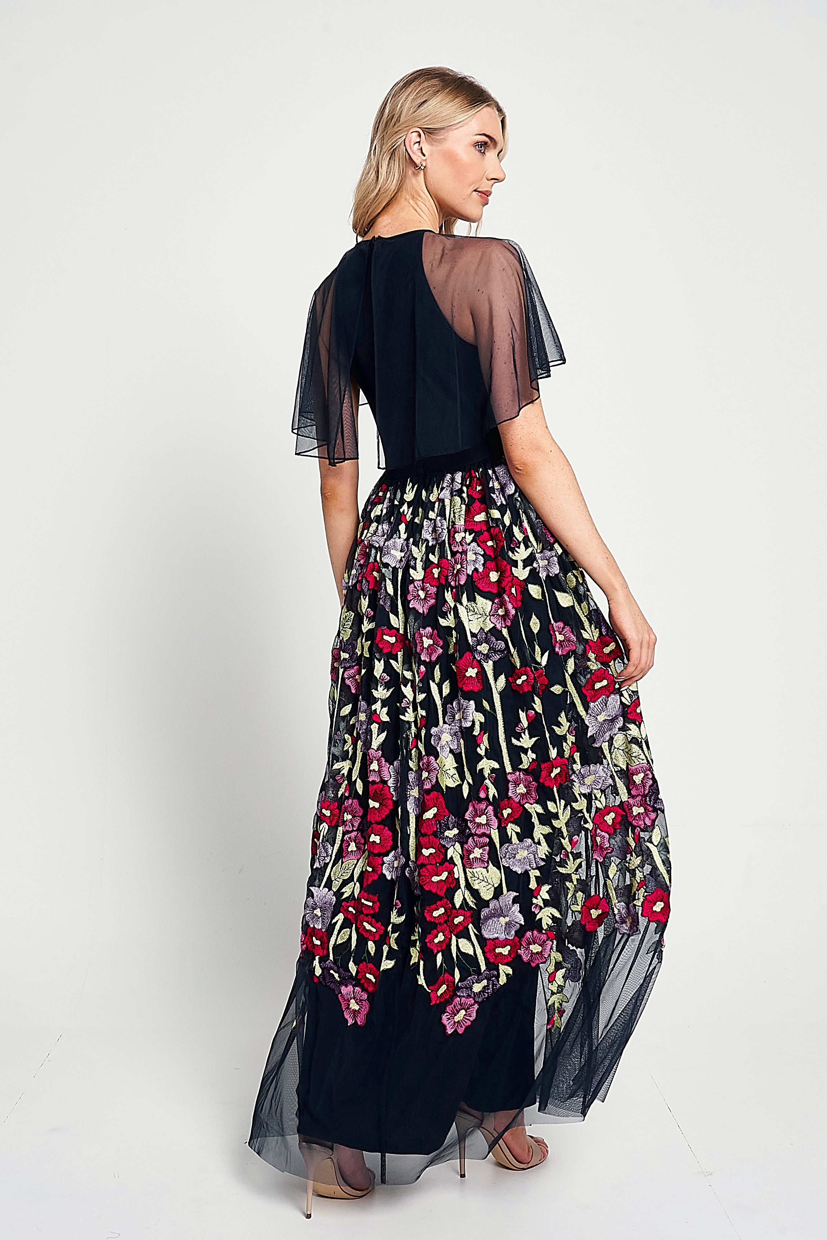 Meadow Navy Floral Embroidered Maxi Dress