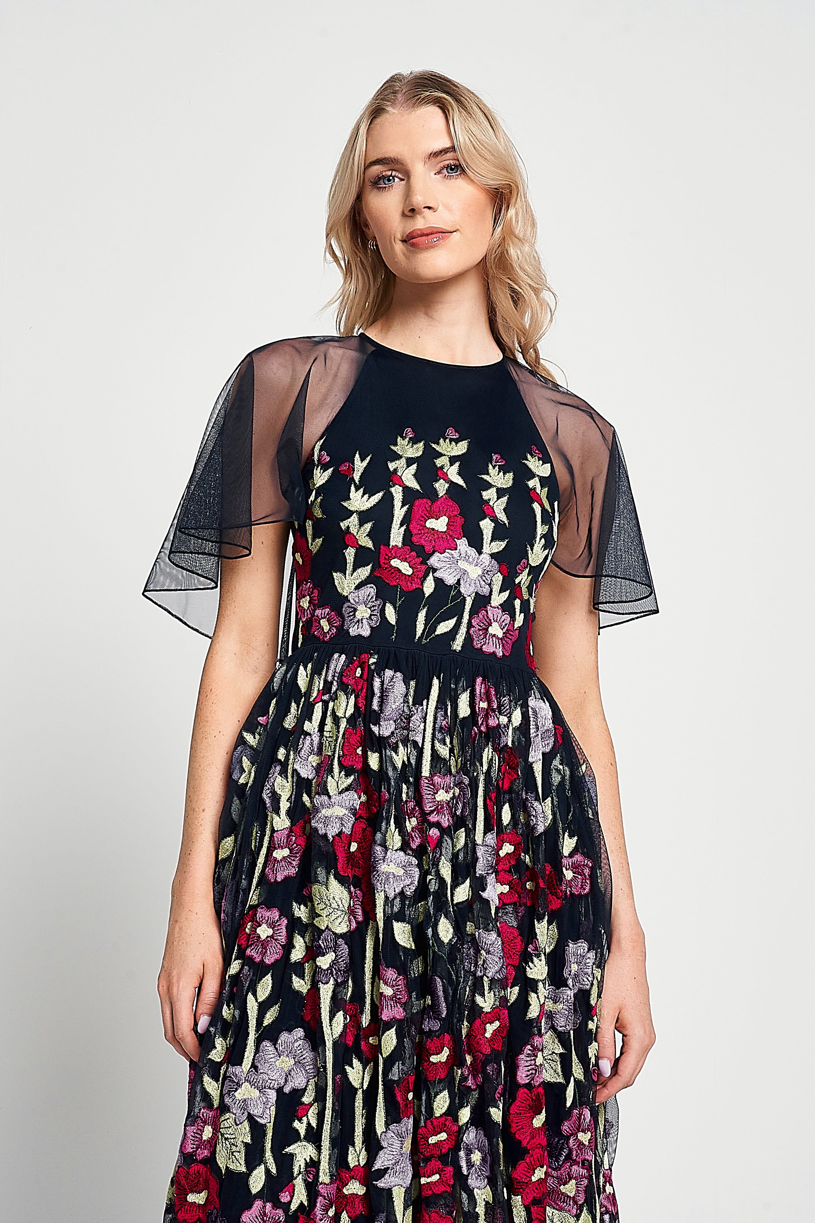 Meadow Navy Floral Embroidered Maxi Dress
