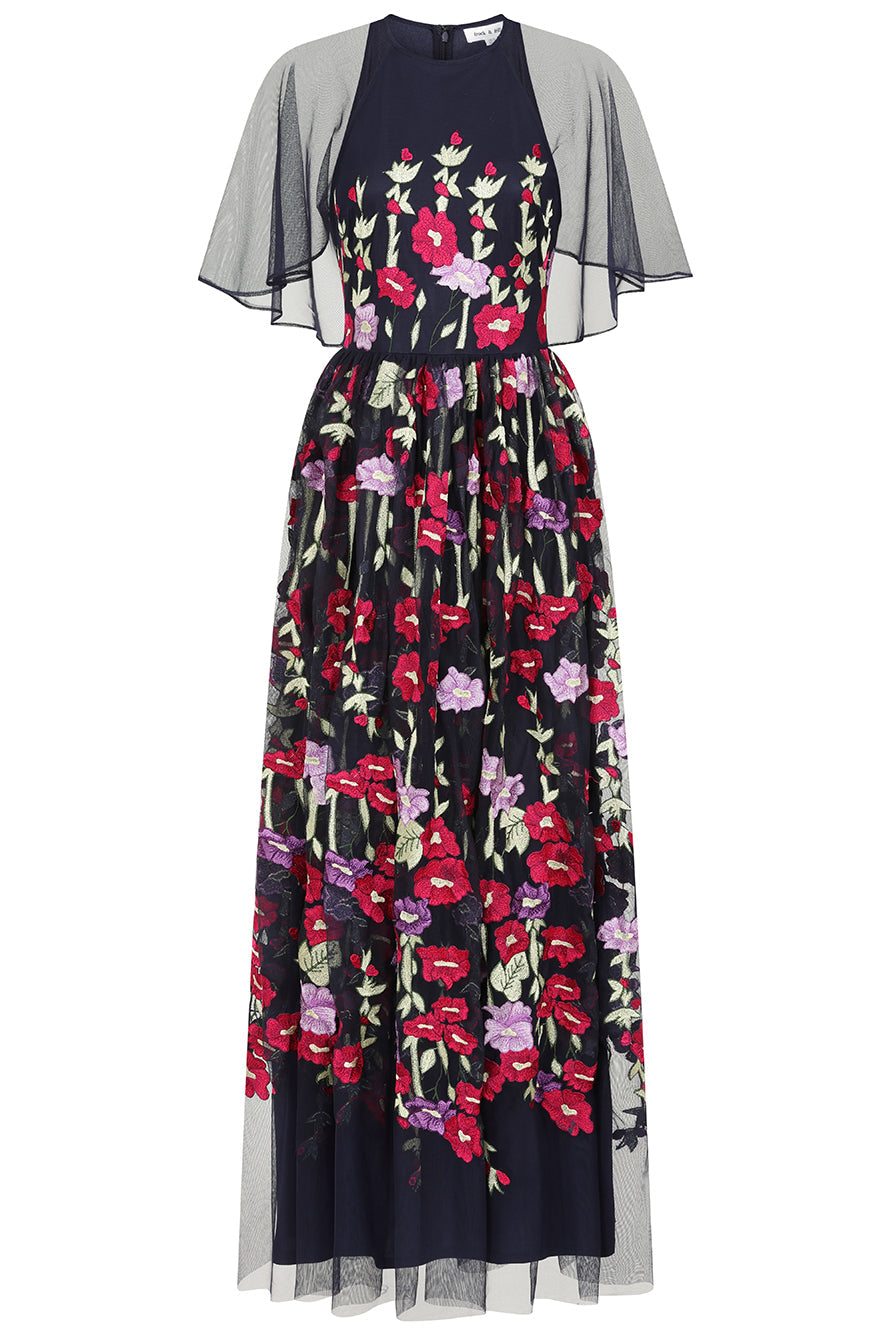 Meadow Navy Floral Embroidered Maxi Dress