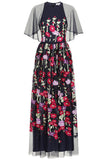 Meadow Navy Floral Embroidered Maxi Dress