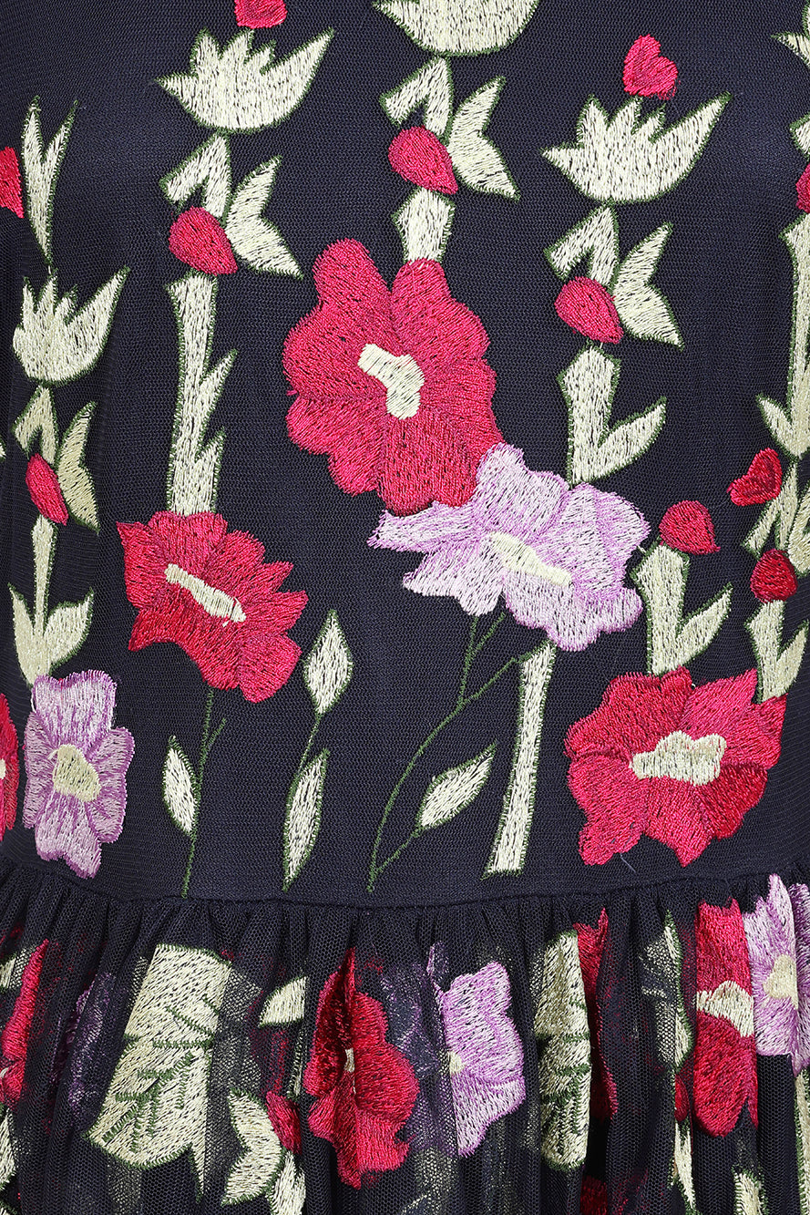Meadow Navy Floral Embroidered Maxi Dress