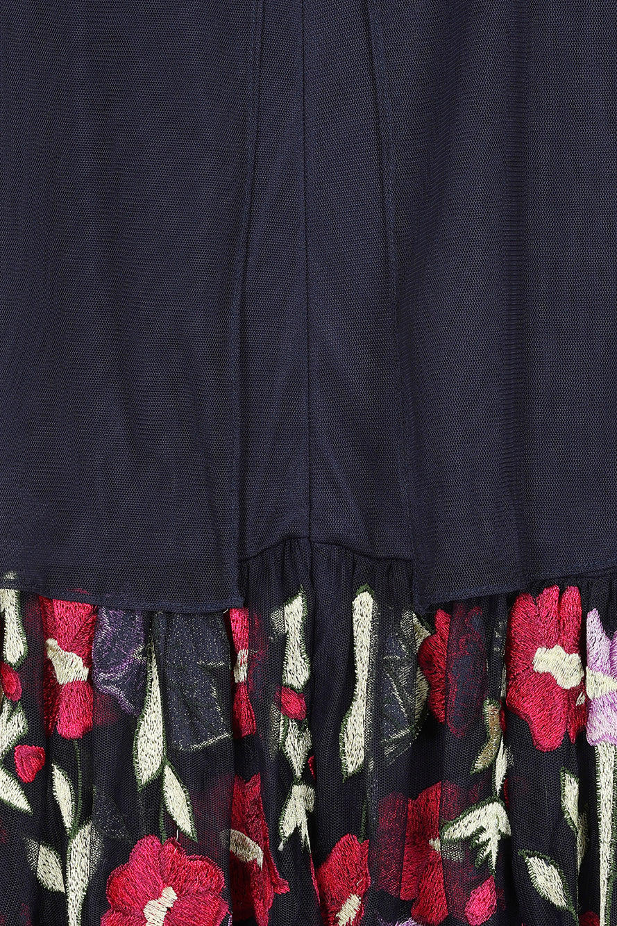 Meadow Navy Floral Embroidered Maxi Dress
