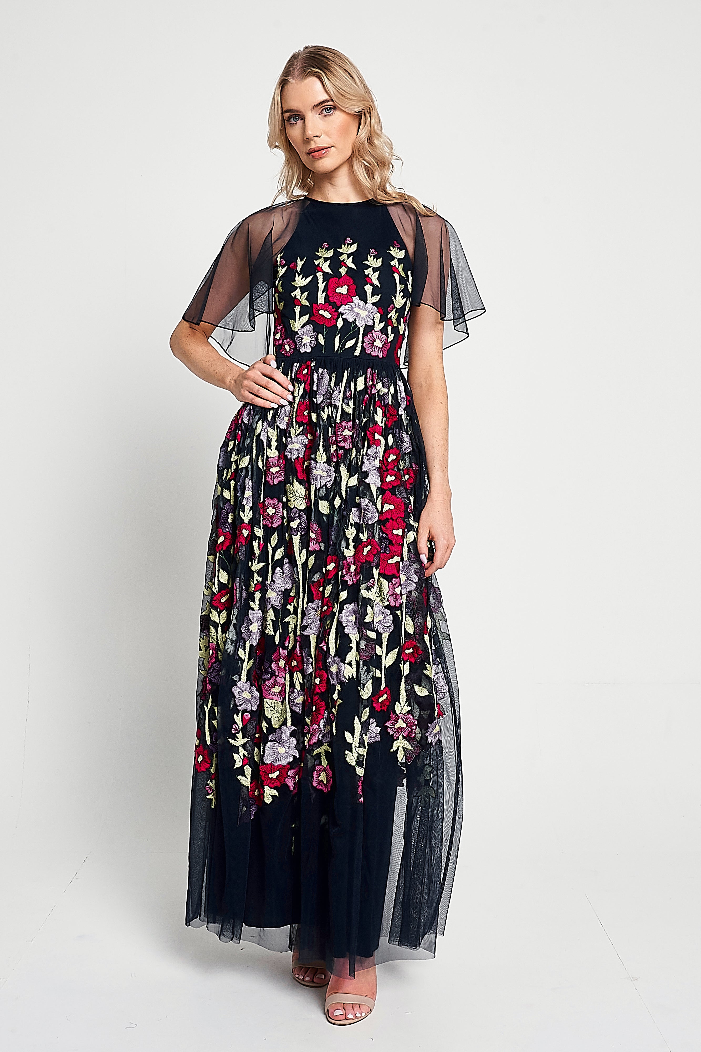 Meadow Navy Floral Embroidered Maxi Dress
