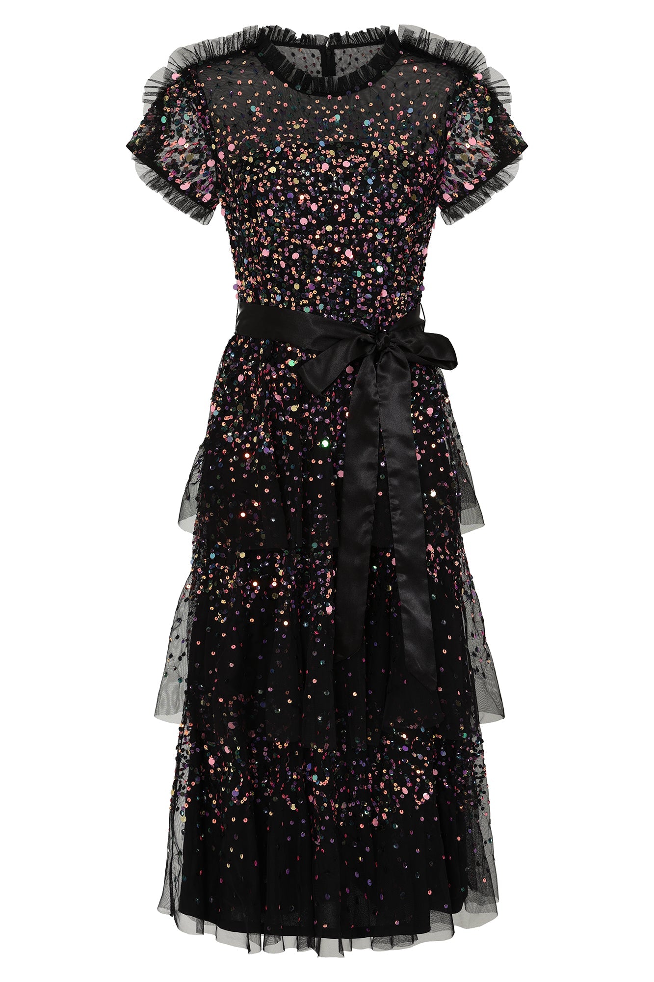 Medora Black Sequin Midi Dress