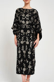 Melantha Black Floral Embellished Midaxi Dress