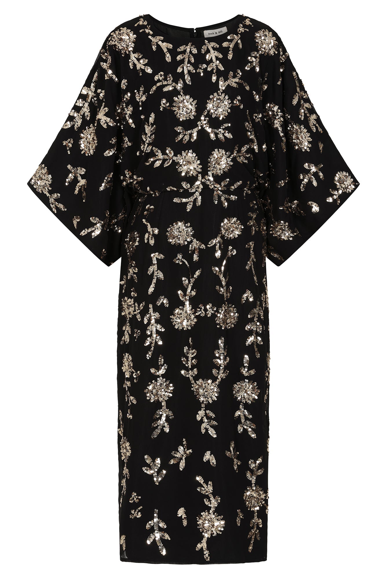 Melantha Black Floral Embellished Midaxi Dress