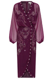 Michelle Purple Embellished Midi Dress