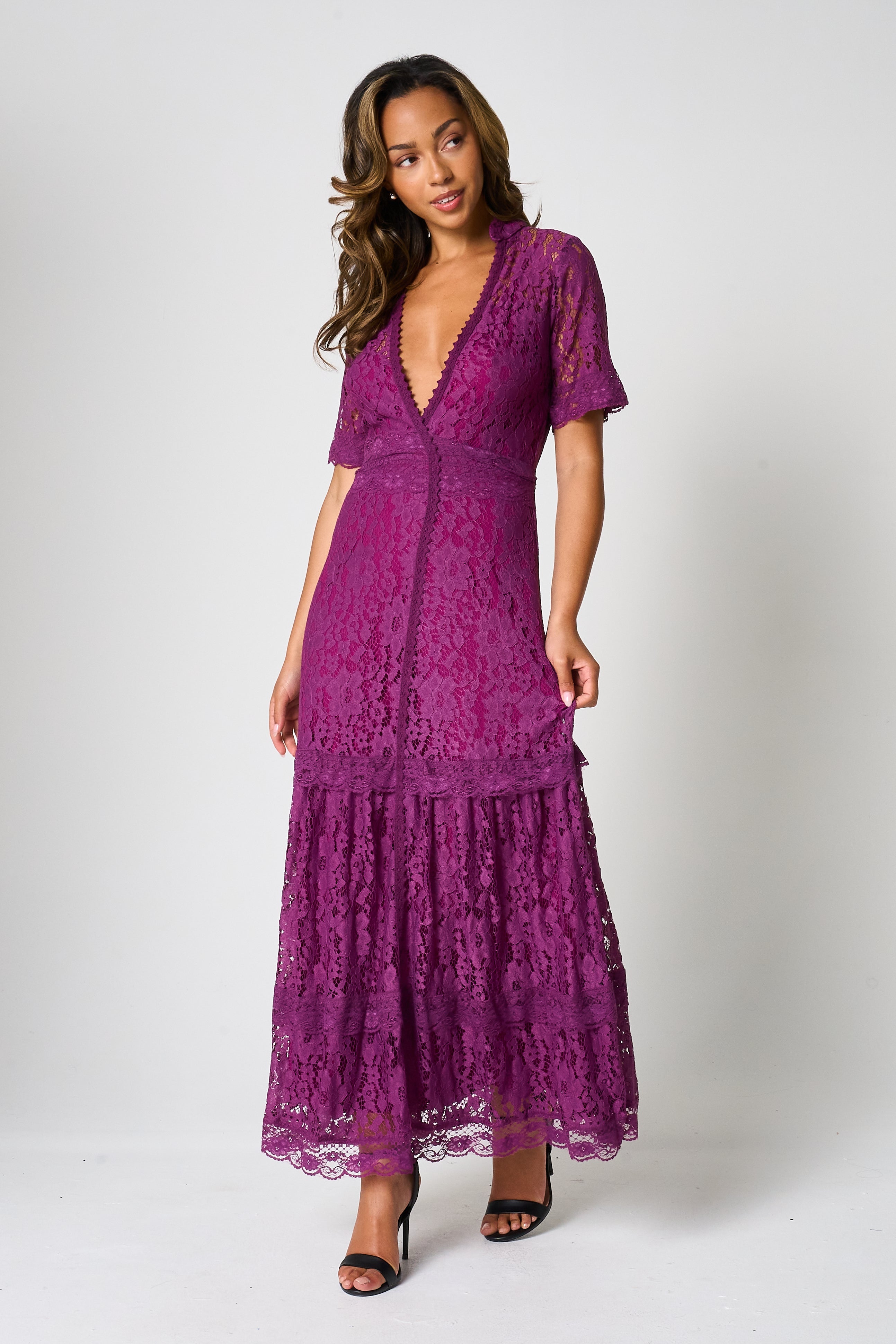 Mila Purple Lace Maxi Dress