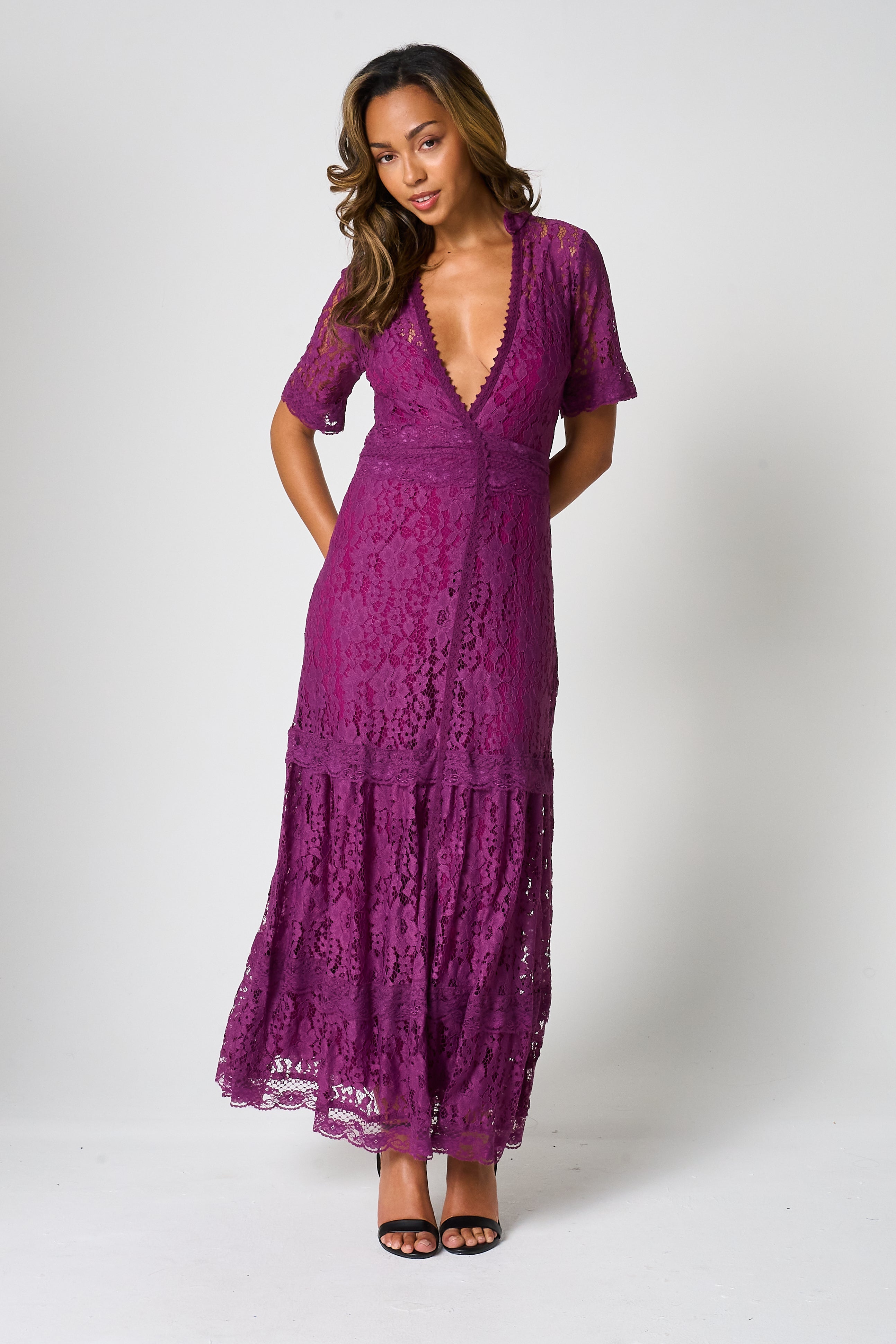 Mila Purple Lace Maxi Dress