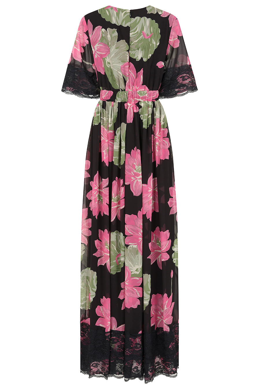 Milena Black Floral Print Maxi Dress