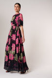 Milena Black Floral Print Maxi Dress