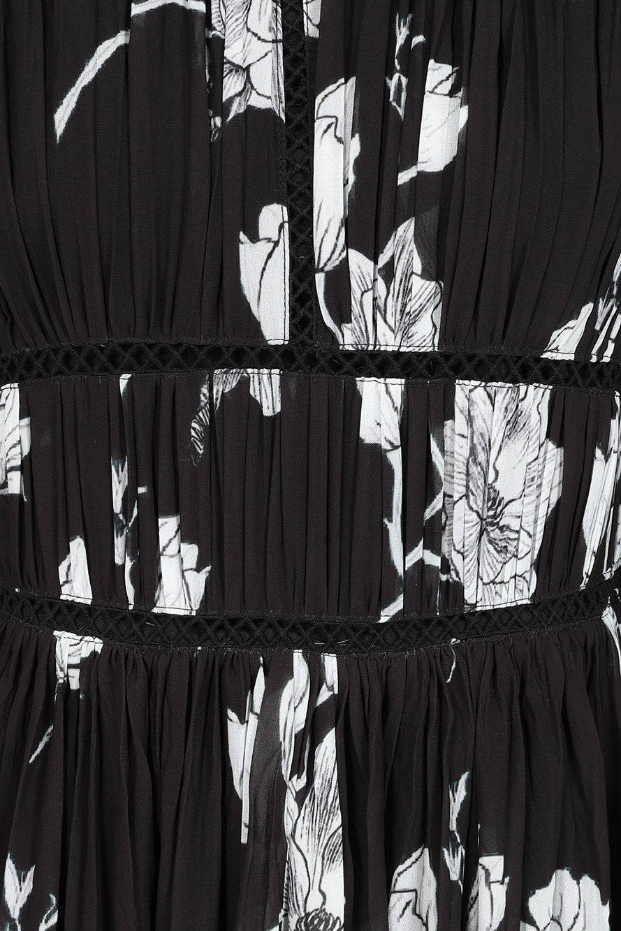 Mira Black Floral Print Maxi Dress