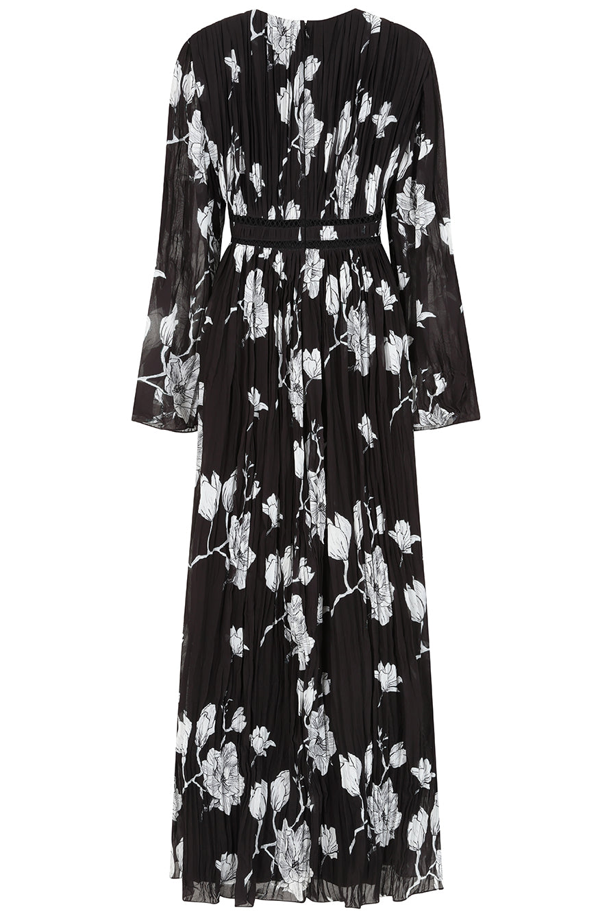 Mira Black Floral Print Maxi Dress