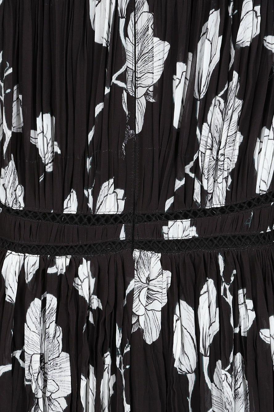 Mira Black Floral Print Maxi Dress