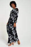 Mira Black Floral Print Maxi Dress