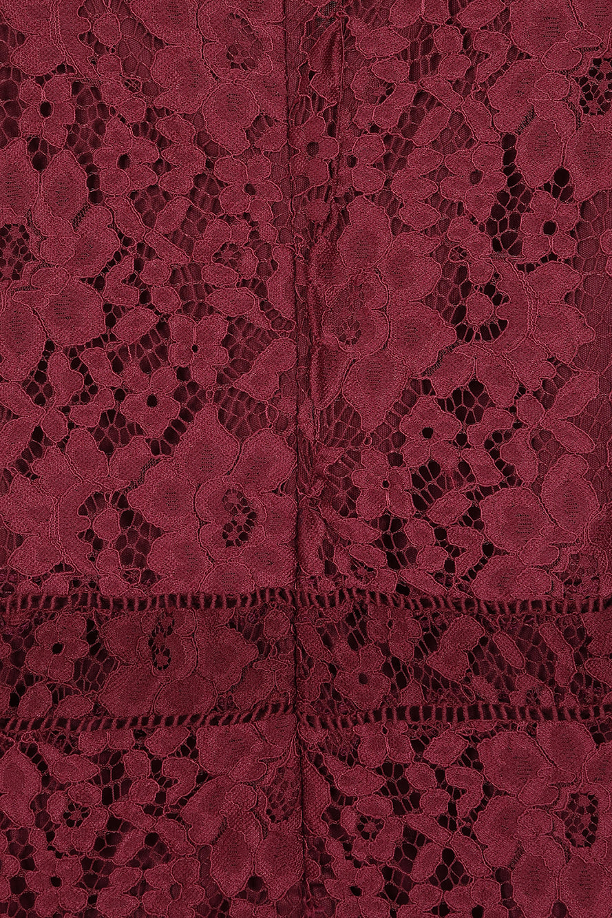 Moira Burgundy Lace Midaxi Dress