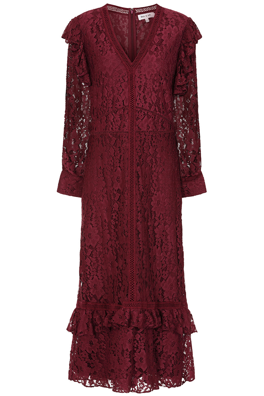 Moira Burgundy Lace Midaxi Dress