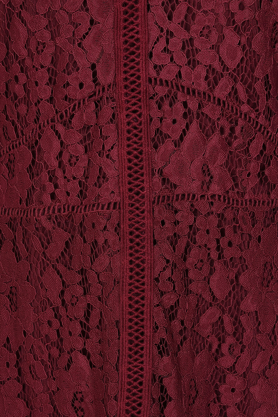 Moira Burgundy Lace Midaxi Dress
