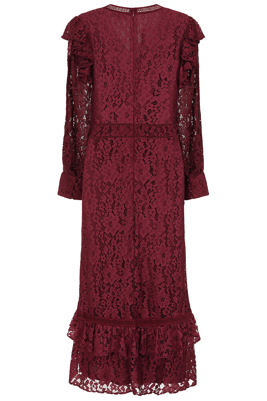 Moira Burgundy Lace Midaxi Dress