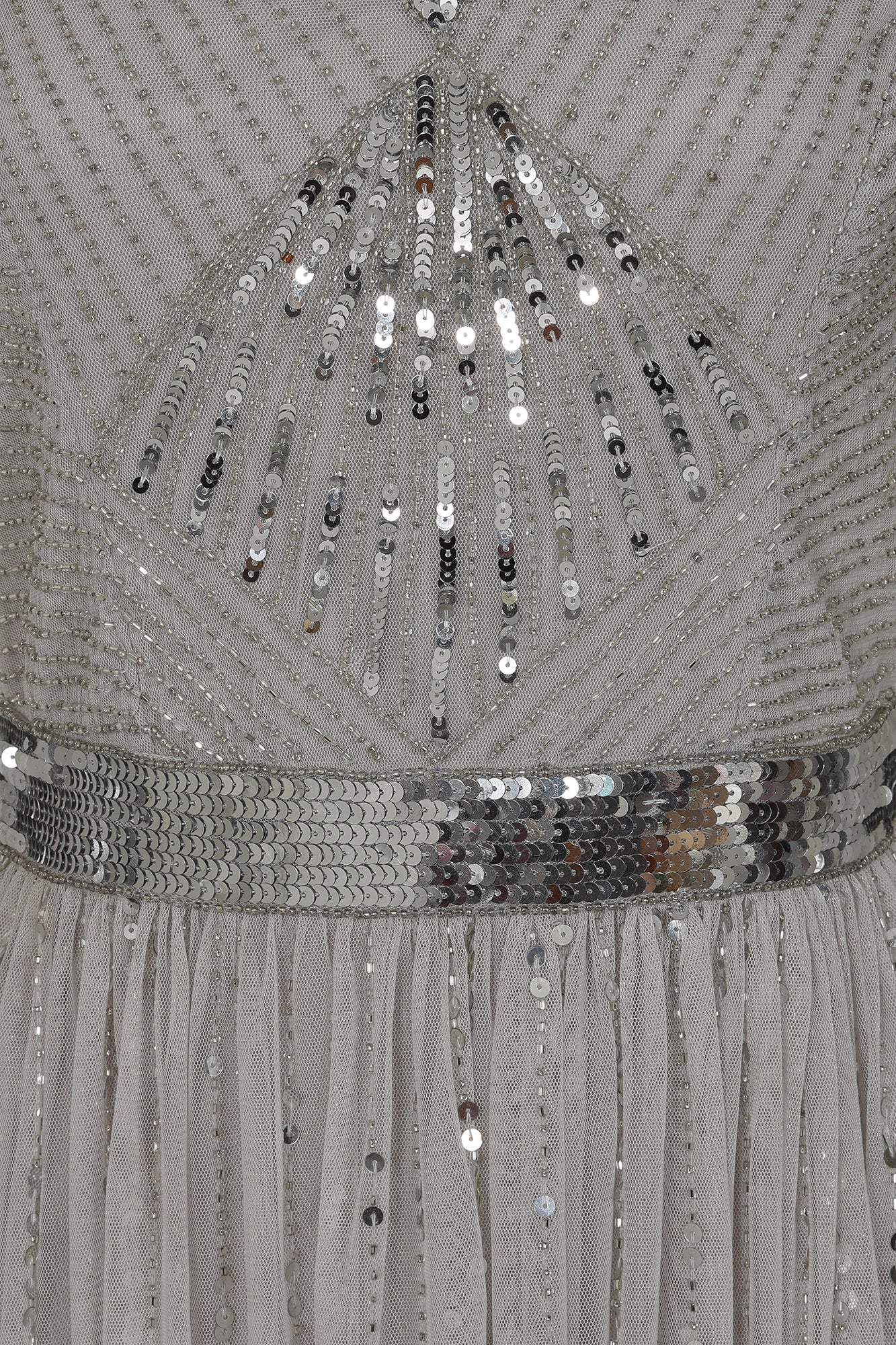Morgan Grey Sequin Cape Sleeve Maxi Dress